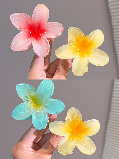 Hawaiian Clips Hair Plumeria Resin Tropical – Flower 6PCS