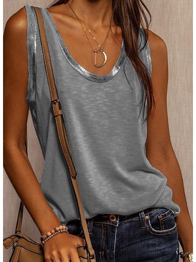 Women's Camisole Tank Top Plain Fashion Sleeveless U Neck