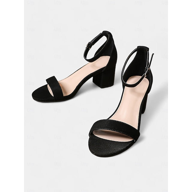 Gold Ankle Heel Sandals with Women's Block Stylish Glitter