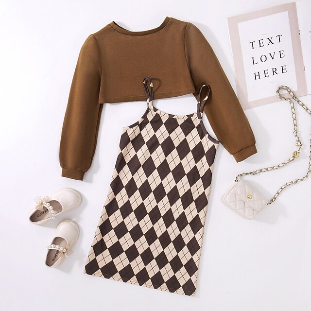 Dress Pieces Long Kids Block Set 2 Girls' Suits Color