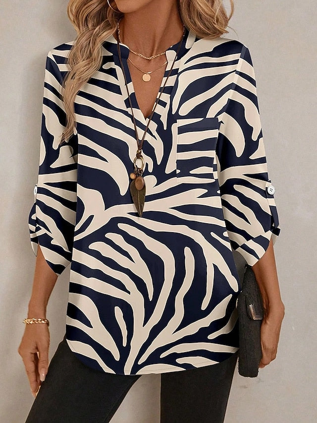 Women's Blouse Buttons Graphic Geometric Abstract Stylish