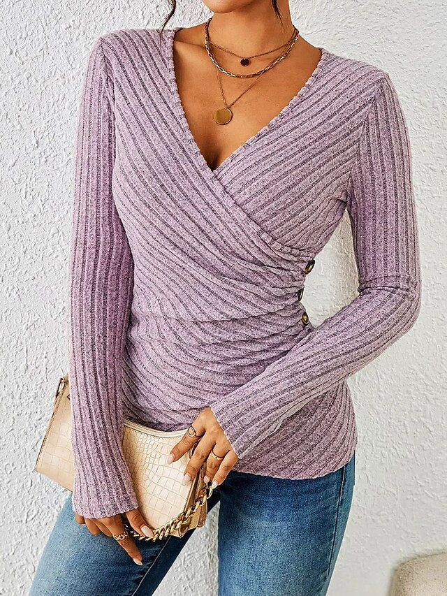 Women's Shirt Blouse Patchwork Buttons Solid Color Basic