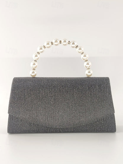 Handle Bag Purple Clutch Pearl with Glitter Women's –