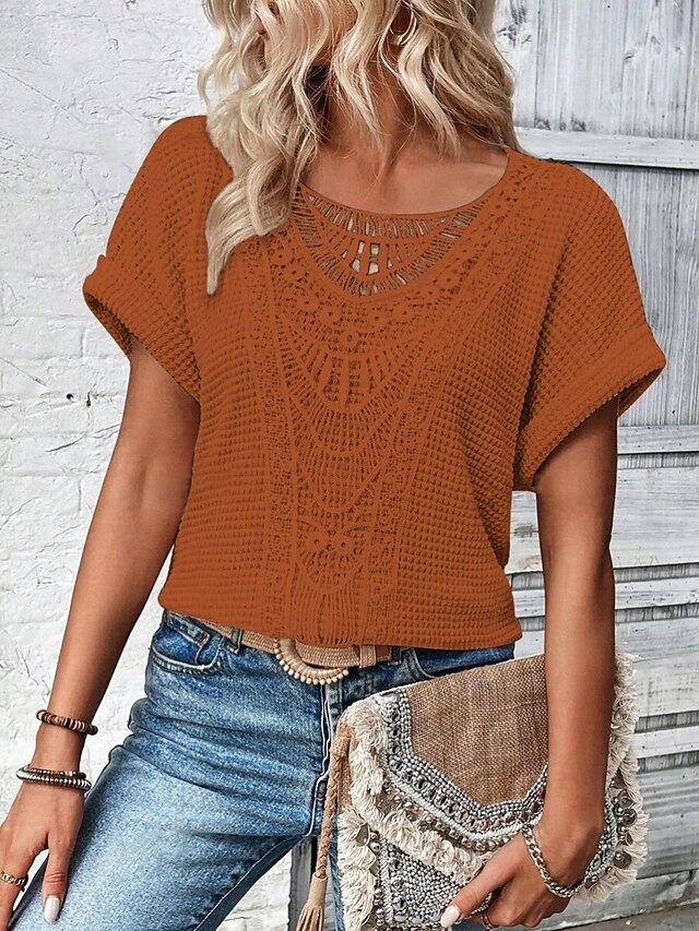 Women's Shirt Blouse Lace Tops Lace Plain Stylish Classic