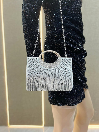 – Bag Round Evening Rhinestone Handle with Clutch Women's
