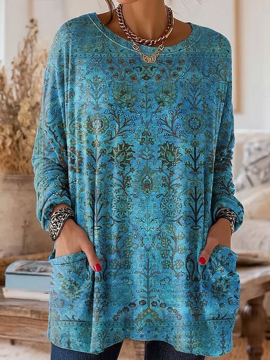 Women's T Shirt Pocket Print Floral Graphic Plants Vintage