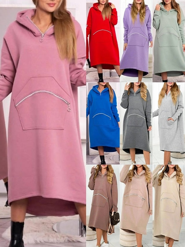 Women's Midi Dress Hoodie Dress Casual Dress Fashion Modern