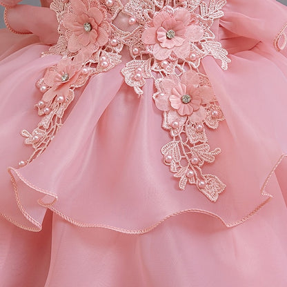 Dress Floral Kids Girls' Asymmetrical Party