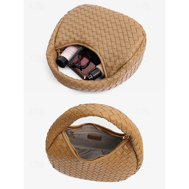 Leather Elegant Woven Chic Bag Women's Hobo – Round Ivory