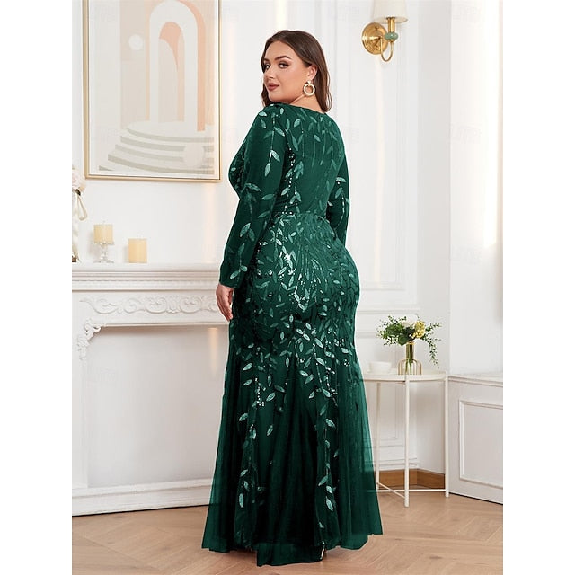 Mermaid Trumpet Floor Length Evening Gown Sparkle Plus Size