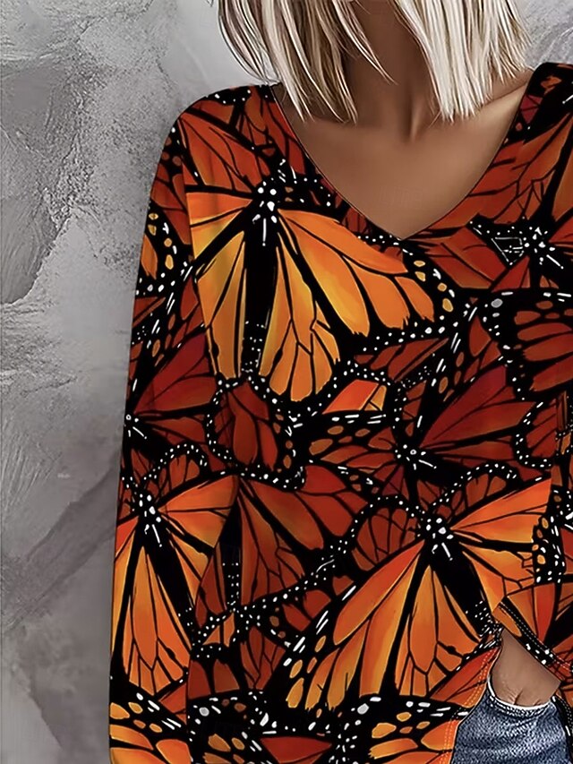 Women's T Shirt Graphic Butterfly Vintage Stylish Casual