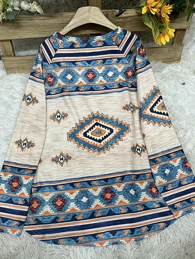 Women's T Shirt Print Graphic Tribal Vintage Stylish