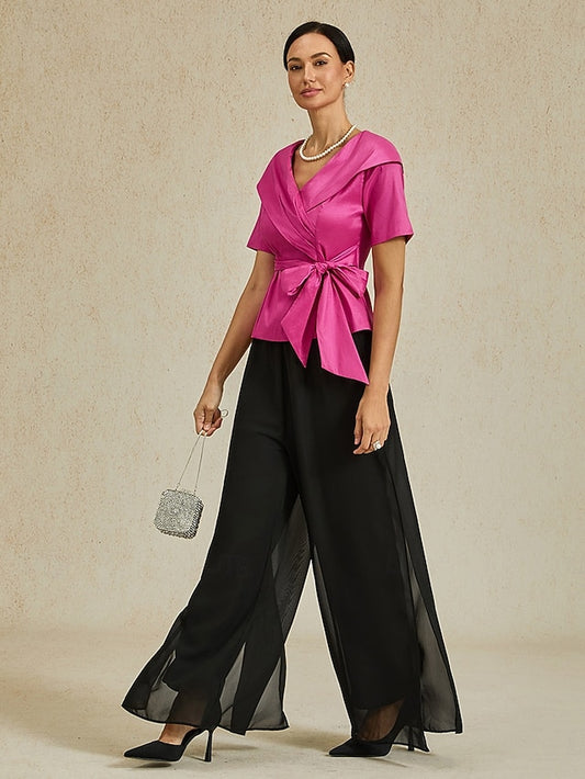Women's With Belt Solid Color Stylish Turndown Fuchsia