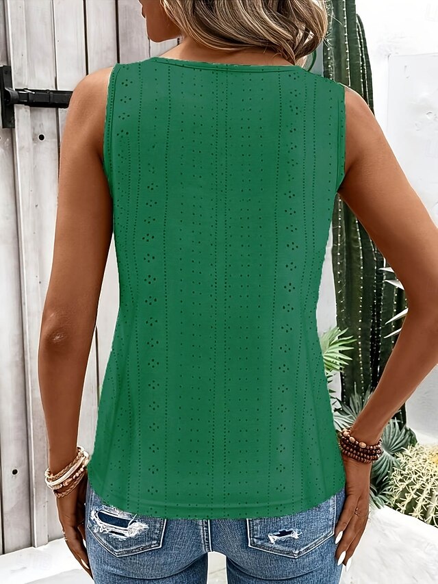 Women's Tank Top Eyelet Plain Fashion Stylish Classic