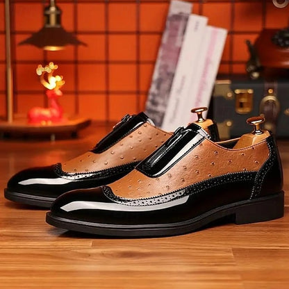 with Tan and Men's Patent Colorblock Shoes Black Formal