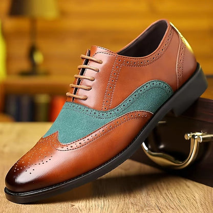 Brown Oxford Men's Shoes Green and – Wingtip in Two-Tone