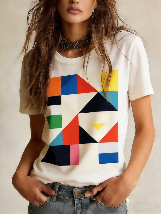 Women's T Shirt Tee Top Print Graphic Geometric Stylish