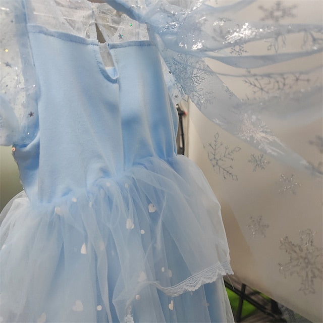 Girl Cloak Dress Cosplay Elsa Flower Frozen Princess