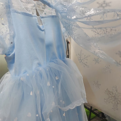 Girl Cloak Dress Cosplay Elsa Flower Frozen Princess
