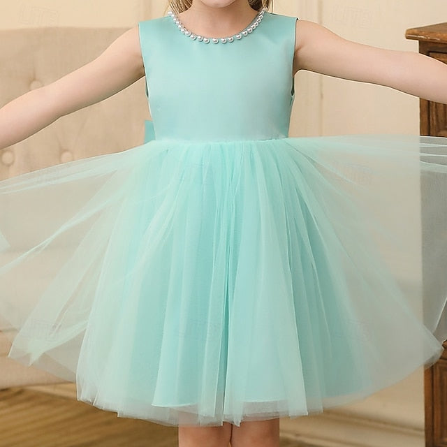 Wedding Dress Sleeveless Color Party Kids Girls' Solid