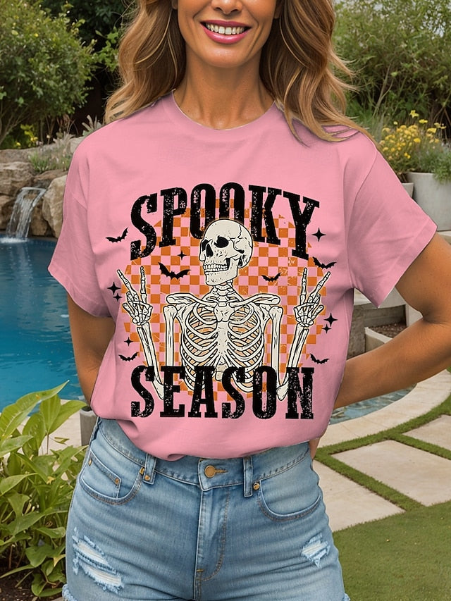 Women's T Shirt Skulls Graphic Cat Vintage Stylish Classic
