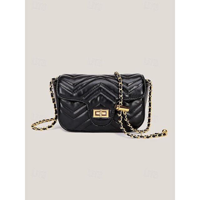 White Women's Leather with Bag Crossbody Gold Elegant Chain