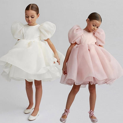 Dress Girl Color Solid Party Flower Girls' Kids