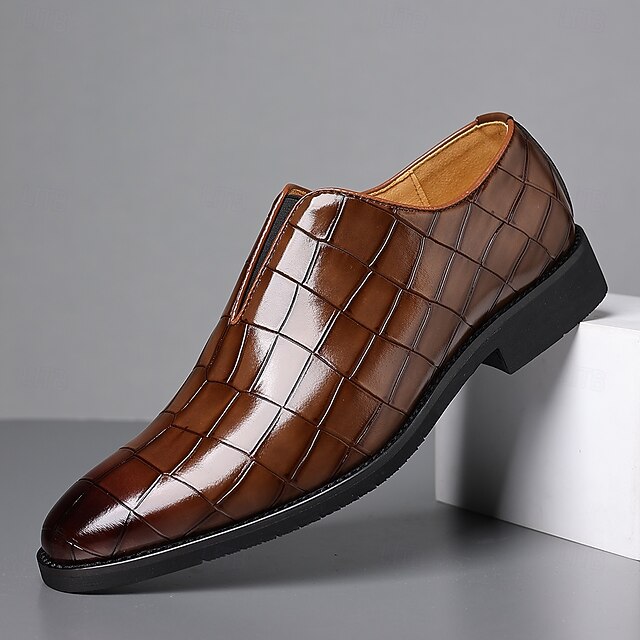 Burgundy Men's Shoes Slip-On Crocodile – Pattern