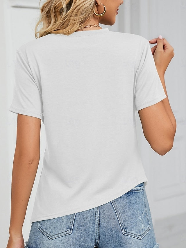 Women's T Shirt Tee Top Ruched Plain Fashion Stylish
