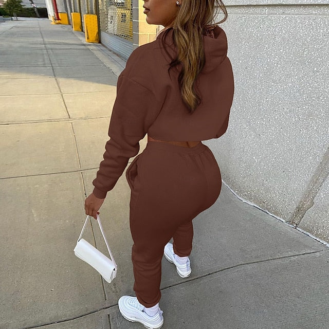 Women's Pants Sets Sleeveless Long Sleeve Round Neck Hooded