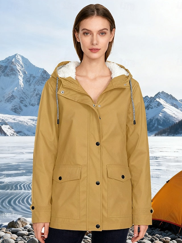 Women's Rain Jacket Raincoat Hiking Fleece Jacket Winter