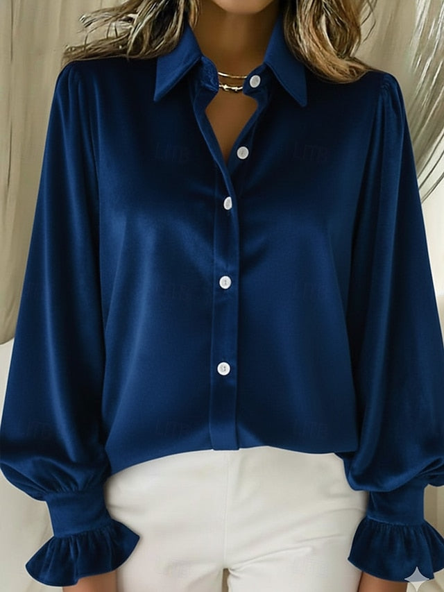 New Year Women's Velvet Ruffle Solid Color Stylish Basic