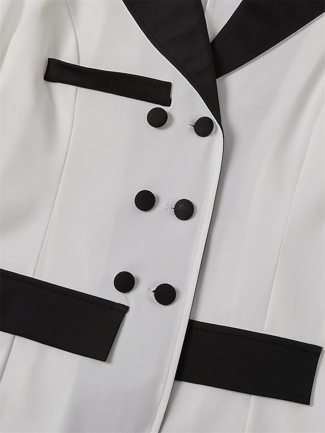 Women's Blazer Trousers Long Sleeve Shirt Collar Graphic