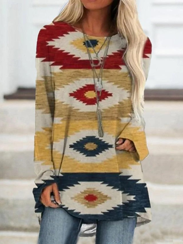 Women's T Shirt Print Graphic Tribal Vintage Stylish Casual