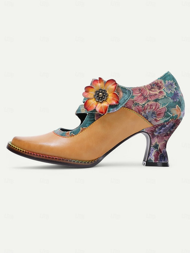 Floral Women's Leather Jane Heels 1930s – Vintage Mary