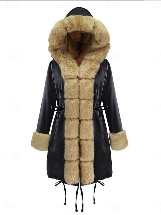 Pocket Warm Women's Coat Collar Faux Fur Breathable