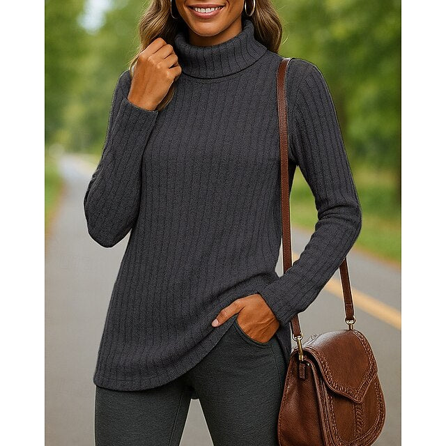 Women's Pullover Sweater Turtleneck Sweater Long Sleeve Top