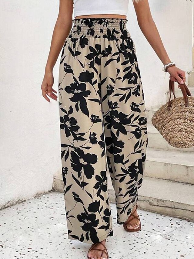 Women's Slacks Pants Trousers Boho Full Length Natural