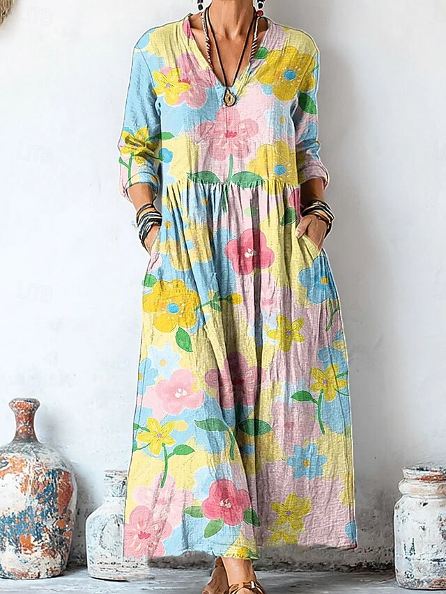 Women's Midi Dress Shift Dress Casual Date Loose Fit Floral