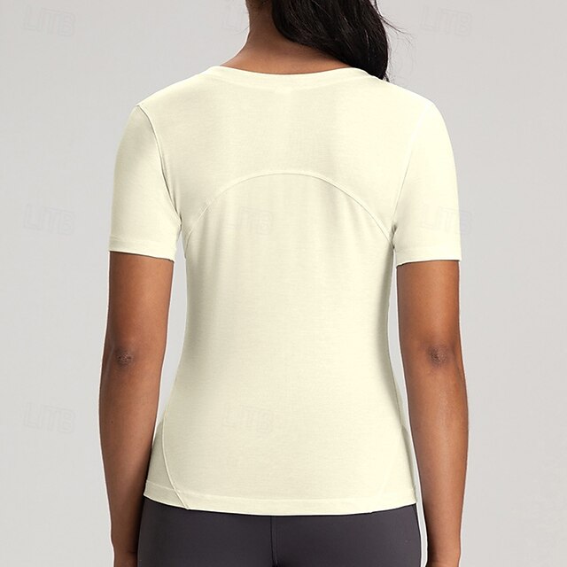 Women's Yoga T-shirt Workout Tops Round Neckline Breathable