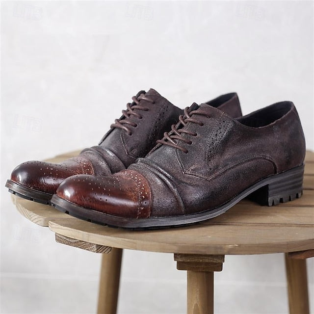 Vintage Shoes Genuine Brogue Oxford Leather Men's