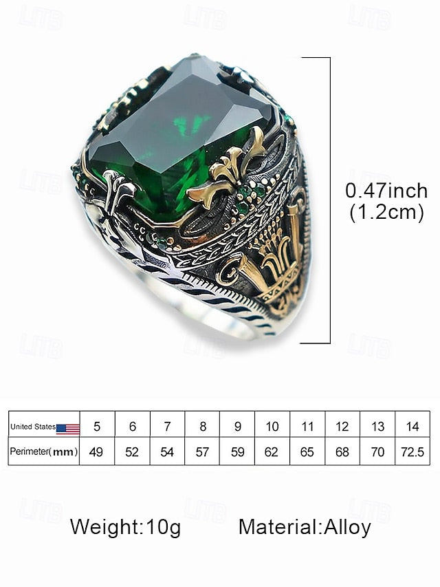 Gemstone Men's Ring Alloy