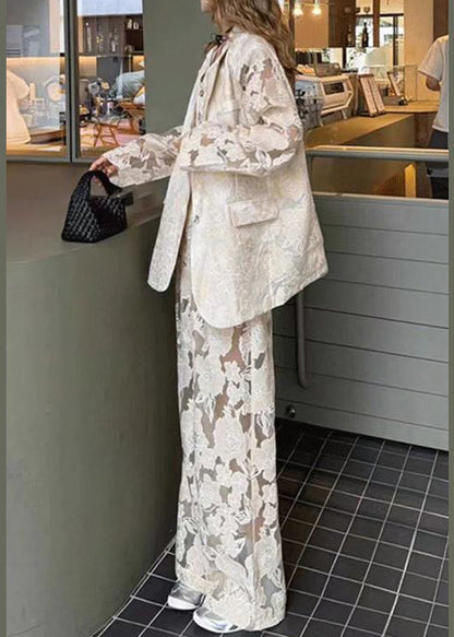 Piece Pants Light Hollow Suit Luxury White Three Vest Set Lace