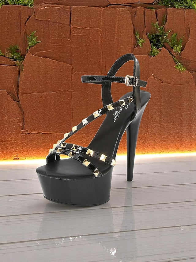 Women's with Heels Stiletto Platform Studded Straps