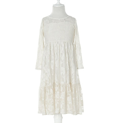 Girls' Solid Kids Colored Flower Long Dress Girl