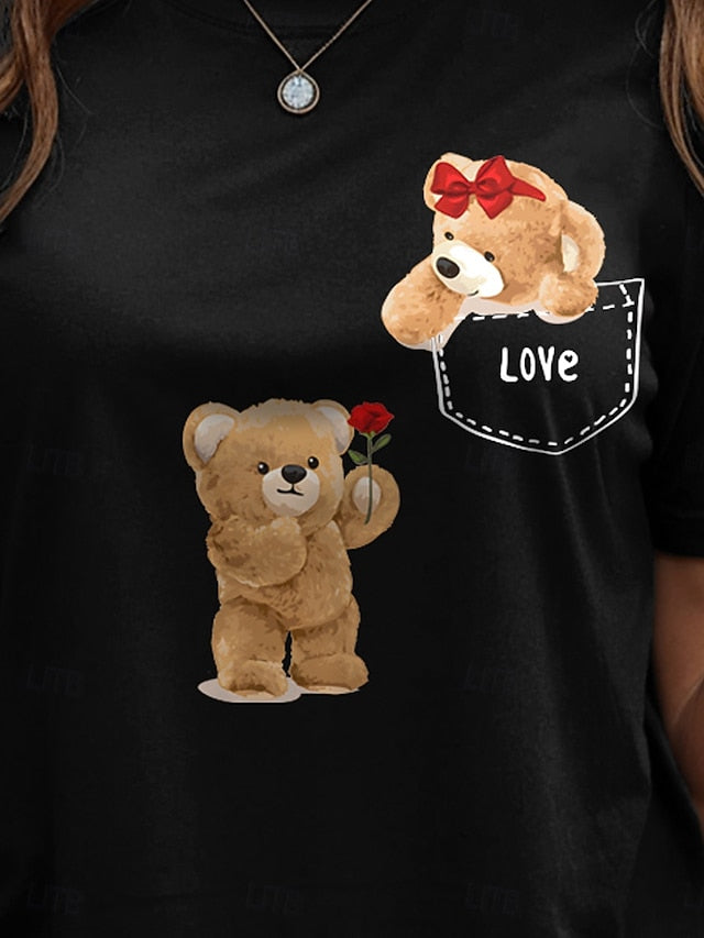 Women's T Shirt Print LOVE Graphic Animal Vintage Stylish