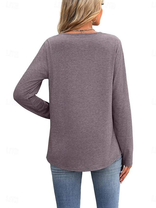 Women's Blouse Patchwork Embroidered Solid Color Stylish