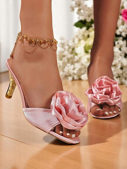 Open-Toe Accents with Wedding Heels Gold Women's and Satin