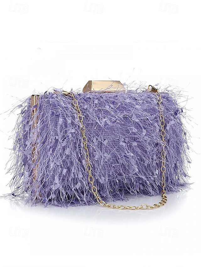 Chain with Strap Women's Feathered Chic Clutch Evening
