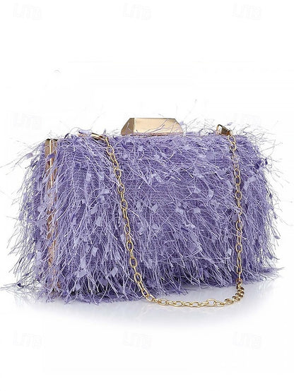 Chain with Strap Women's Feathered Chic Clutch Evening